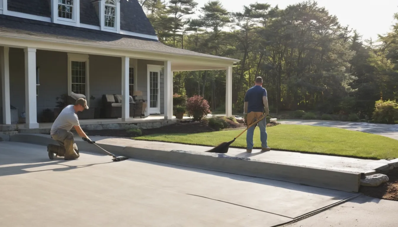 Freshly poured concrete driveway beside a home in Pawtucket, finished by a local provider